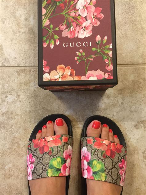 gucci floral slides.|Gucci floral slides outfit.